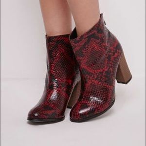 Red snake skin booties